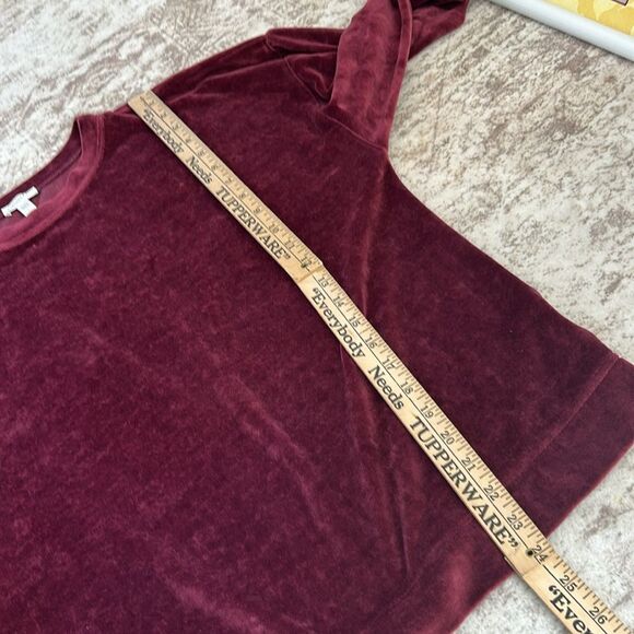 Garnet Hill Moonrise Velour Pullover Velvet Red Women's Top large - Picture 7 of 7